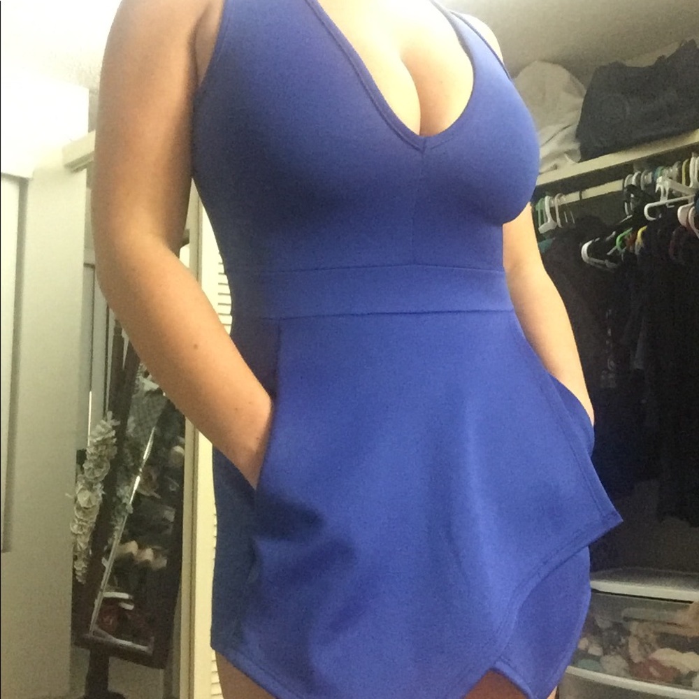 Blue Forever 21 Romper with pockets size small